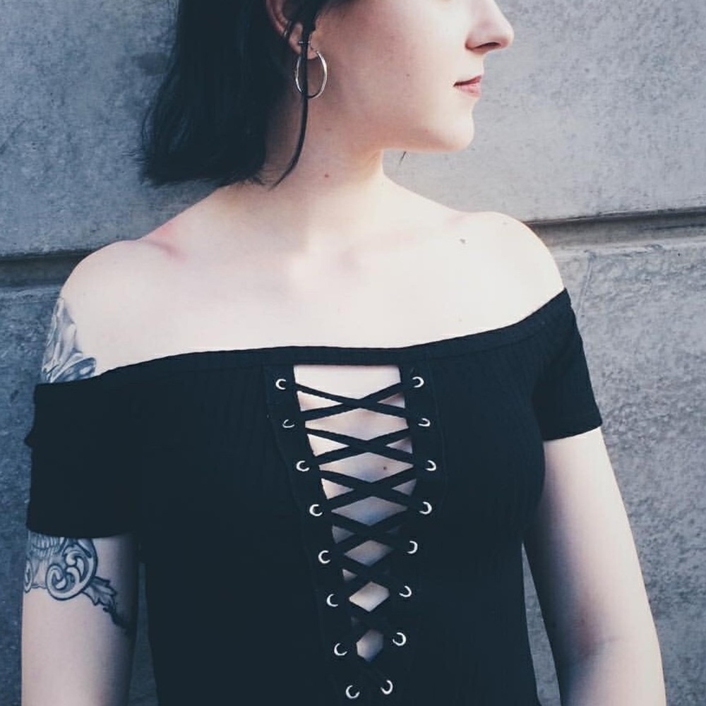 Black Lace Up Bodysuit